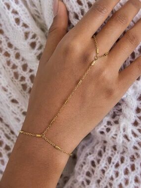 18K Gold Plated Hand Chain Bracelet